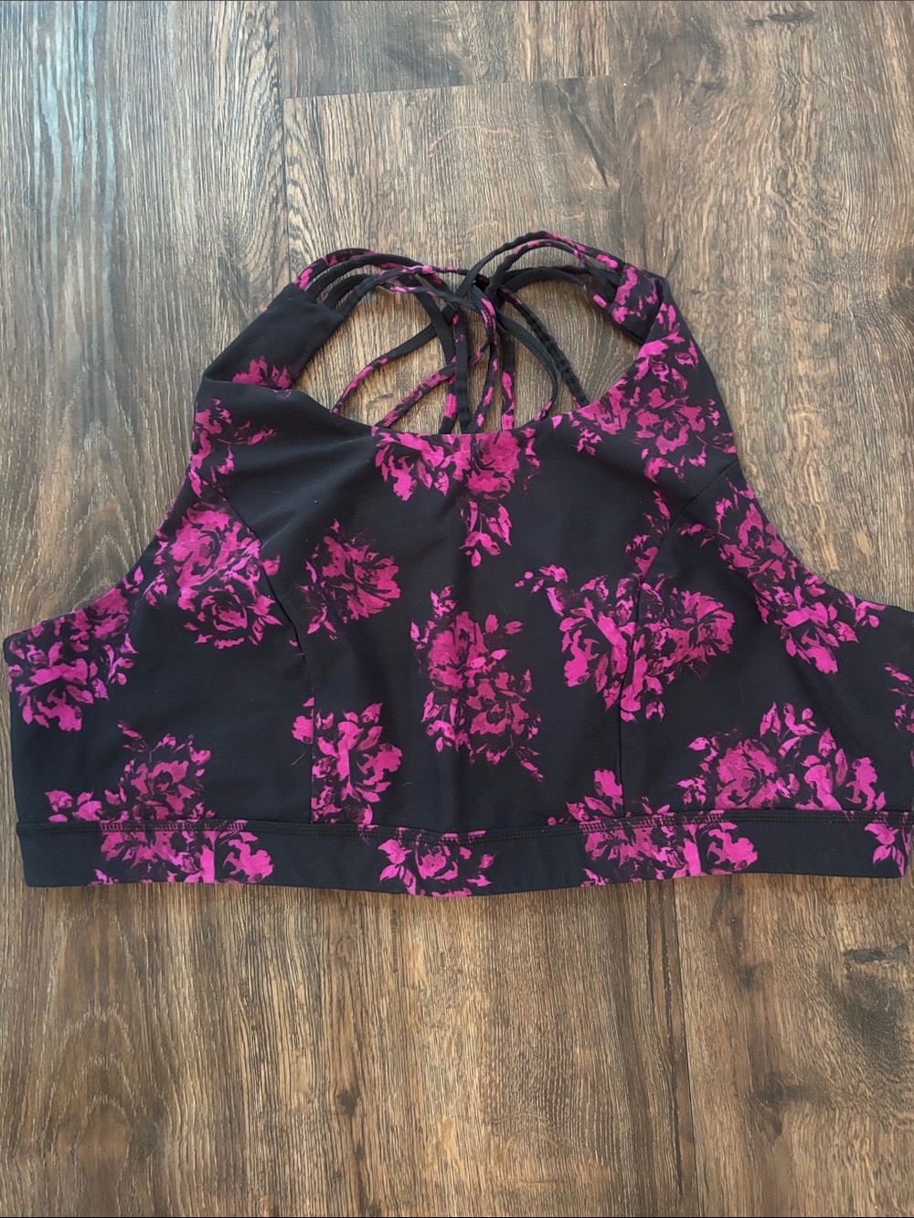 torrid Black & Fuchsia Floral Strappy Sports Bralette